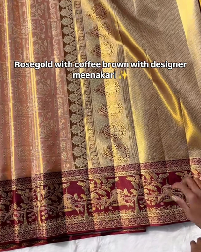 Kanchana Rosegold Tissue Silk Elegance Saree