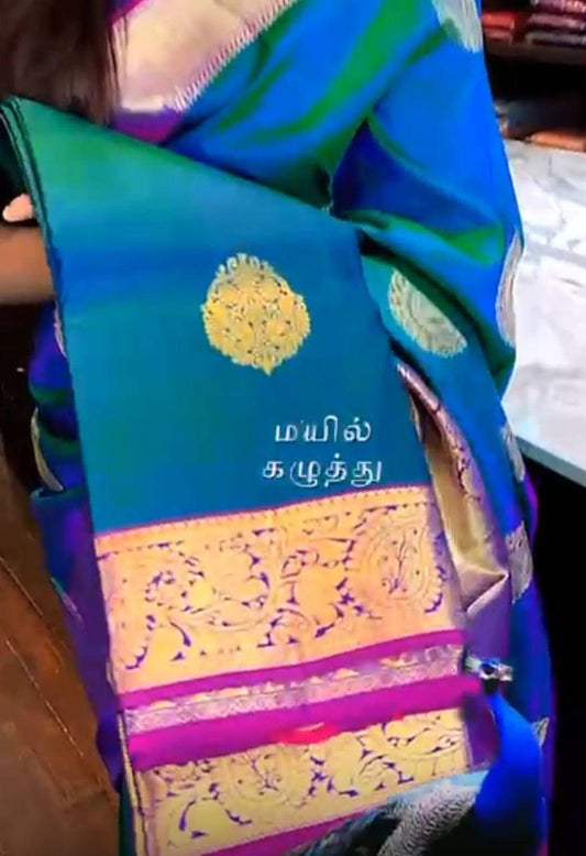 Kanjivaram Soft Silk Saree with Copper Zari
