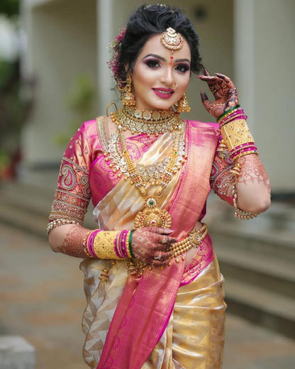 Bridal Kanchipuram Silk Saree with Rich Zari Work