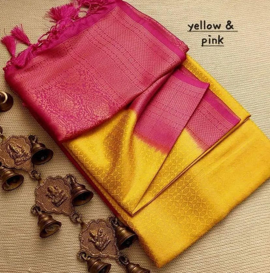 Elegant Pink & Black Soft Silk Saree with Rich Woven Pallu