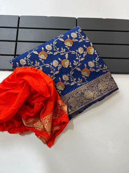 Pure Soft Khadi Georgette Silk Saree with Zari & Meenakari Work – LC-59