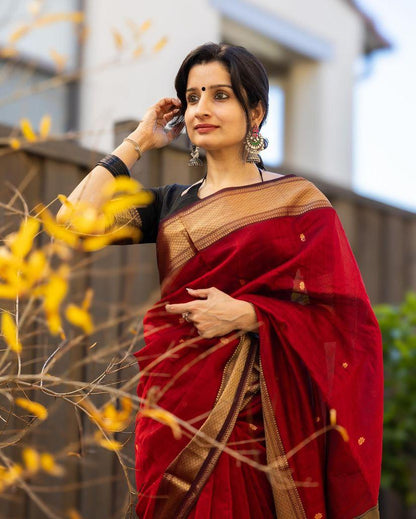 Classic Banarasi Style Lichi Silk Saree with Contrast Border