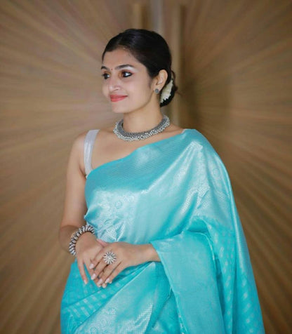 Refined-Finish Saree Designed in Organic Banarasi Lichi Silk