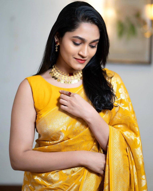 Featherlight Banarasi Wedding Drape Crafted from Organic Lichi Silk Saree