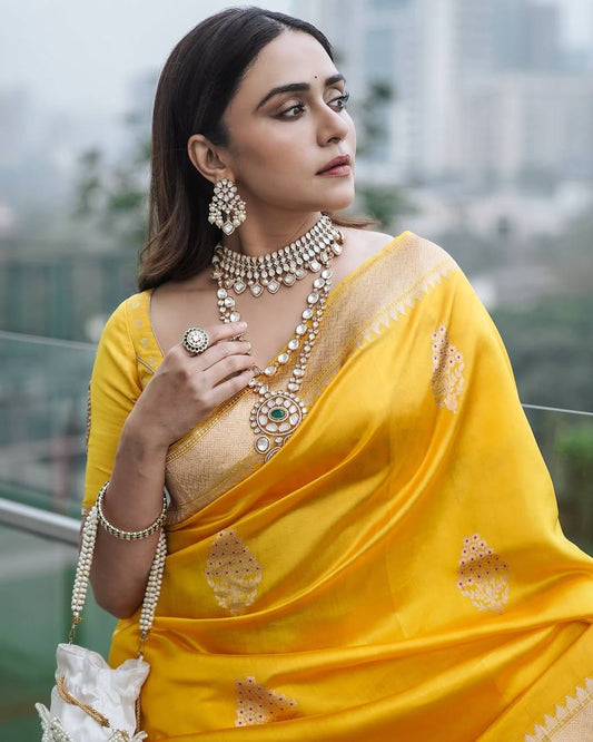 Organic Banarasi Lichi Silk Wedding Saree – Lightweight & Elegant