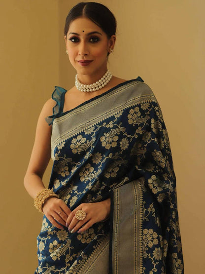 Organic Banarasi Lichi Silk Wedding Saree