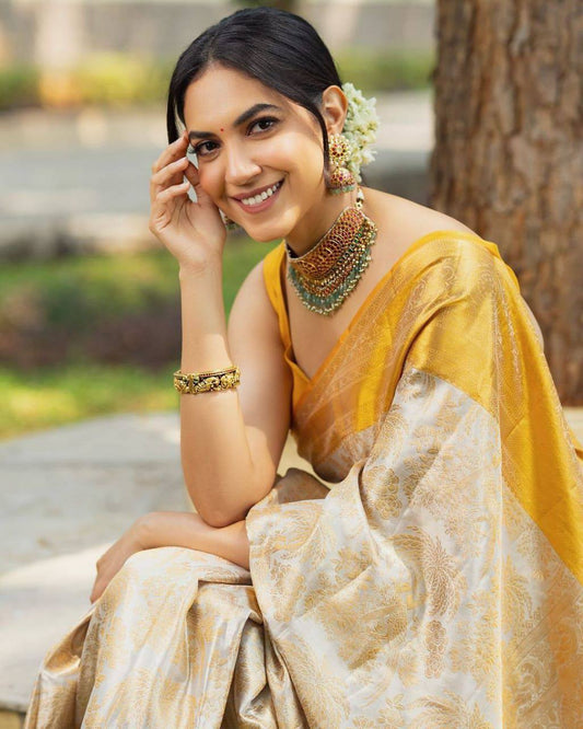 Premium Comfort Organic Banarasi Lichi Silk Wedding Saree