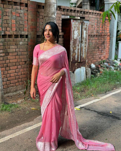 New Slab Weaving Lilan Soft Cotton Saree with Rich Blouse