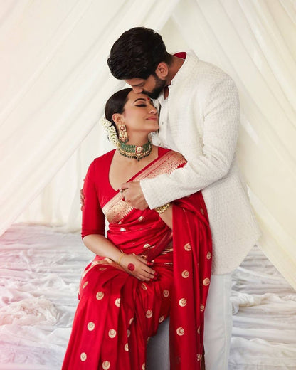 Lightweight Organic Banarasi Lichi Silk Wedding Saree