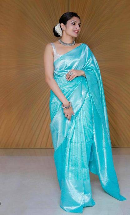 Refined-Finish Saree Designed in Organic Banarasi Lichi Silk