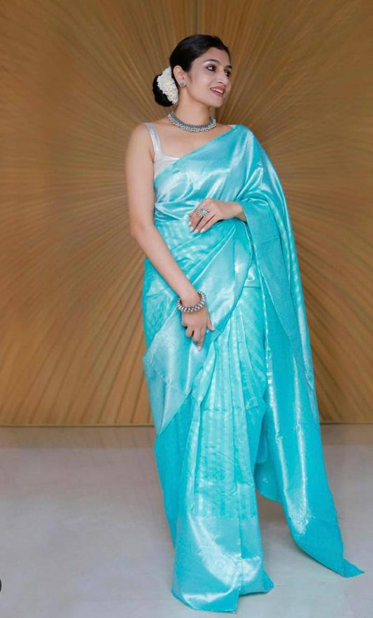 Refined-Finish Saree Designed in Organic Banarasi Lichi Silk