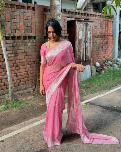 New Slab Weaving Lilan Soft Cotton Saree with Rich Blouse
