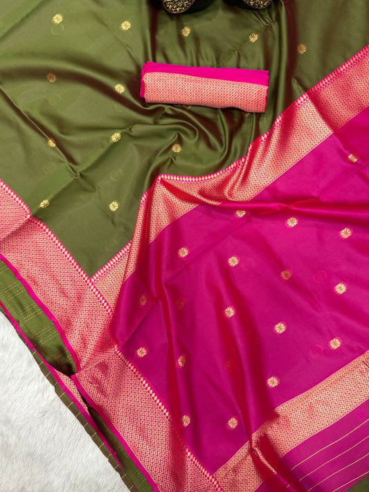 Comfort Touch Organic Banarasi Lichi Silk Wedding Saree