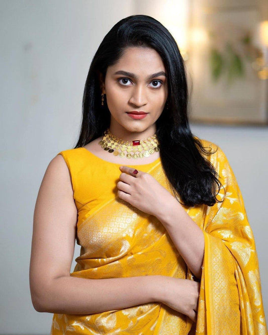 Featherlight Banarasi Wedding Drape Crafted from Organic Lichi Silk Saree
