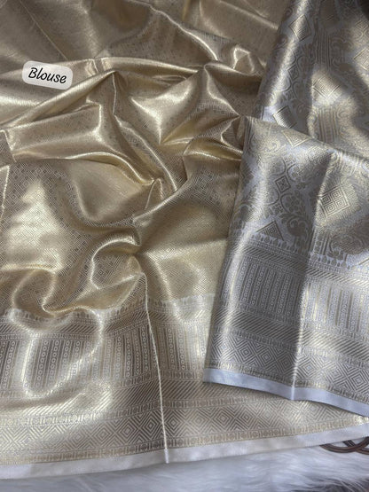 Nayanthara Inspired Banarasi Golden Tissue Zari Silk Saree