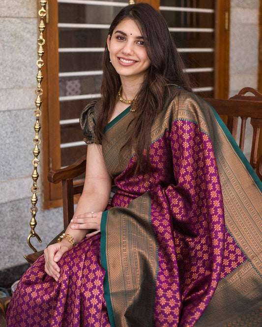 Statement Bridal Saree with Banarasi Art on Lichi Silk