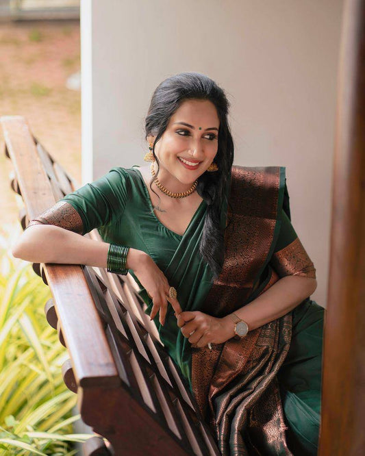 Feather Light Organic Banarasi Lichi Silk Wedding Saree